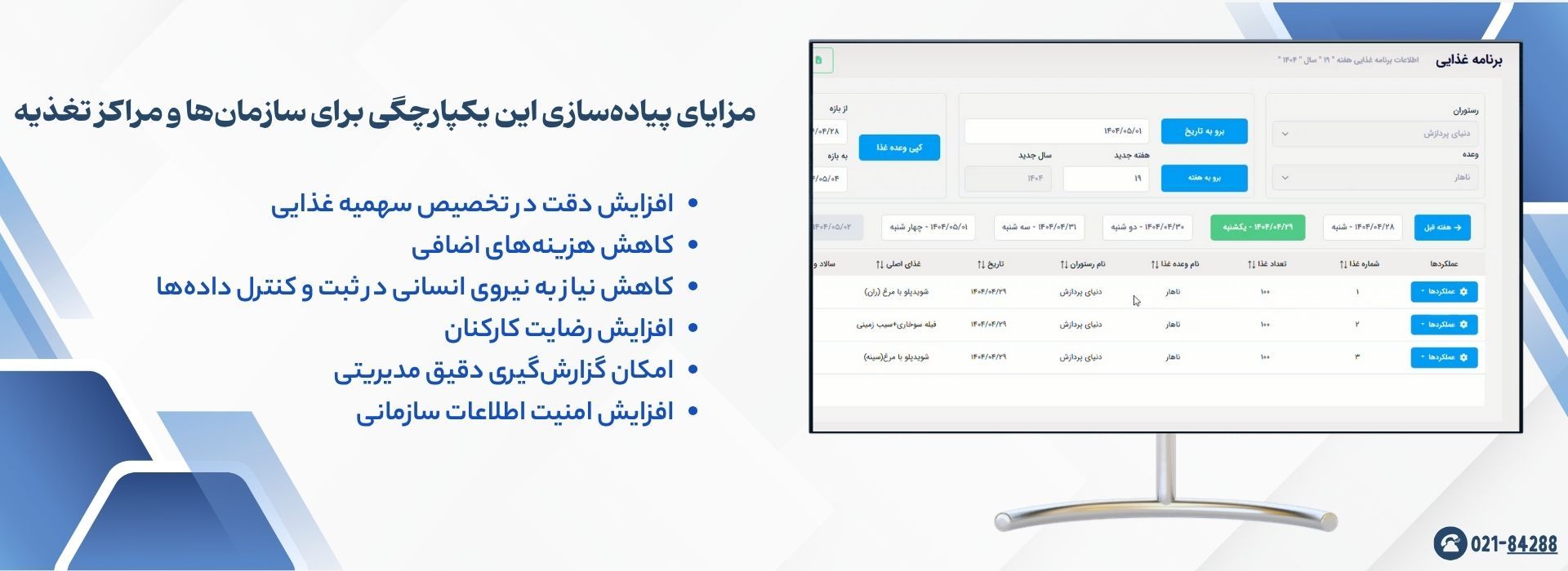 مزایای پیادهسازی این یکپارچگی برای سازمانها و مراکز تغذیه
